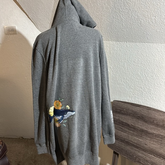 Women gray 2XL long hoodie - Picture 3 of 5